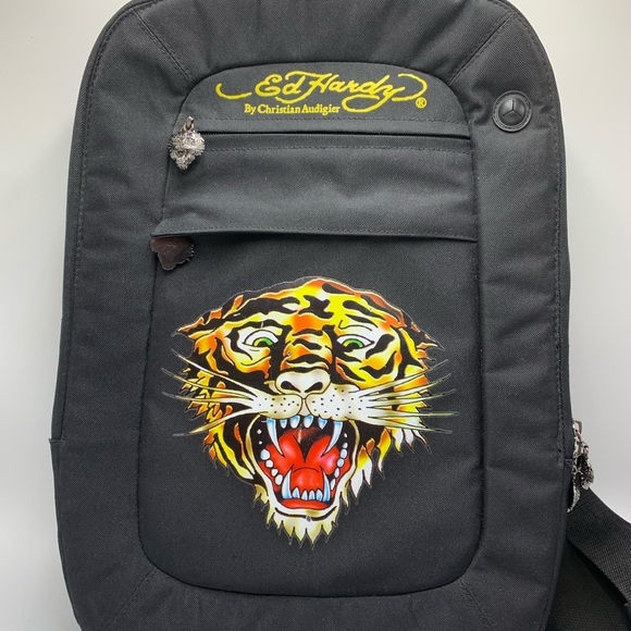 Ed Hardy Handbags - BLACK Ed Hardy Padded Laptop Bag By Christian Audigier